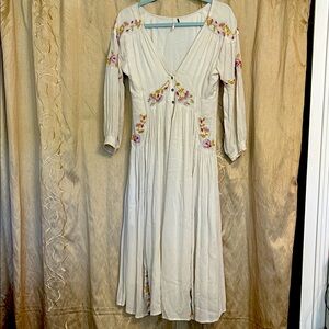 Free People Cream Dress with Floral Accents